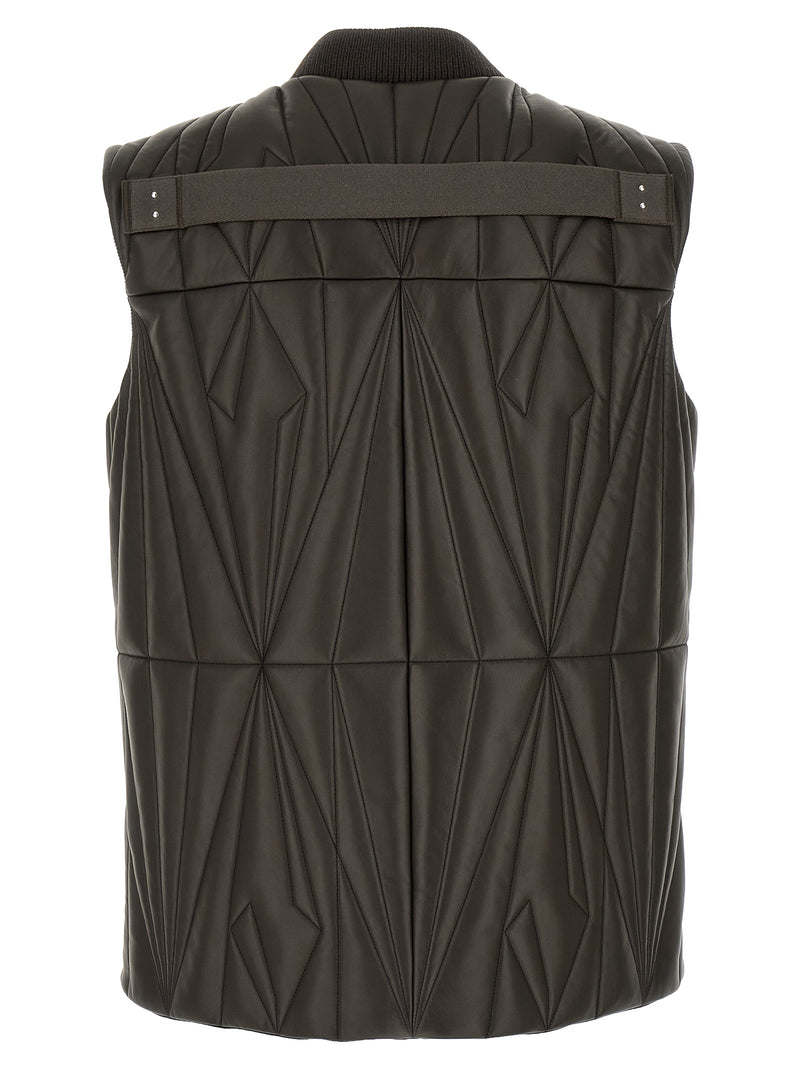 Veste sans manches Rick Owens en cuir d'agneau marron