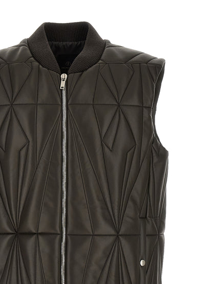 Rick Owens Brown Lamb Leather Sleeveless Jacket