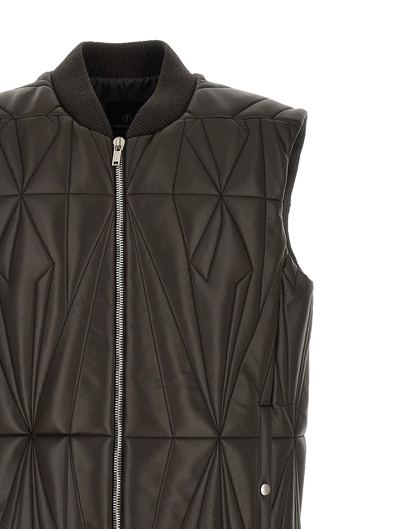 Veste sans manches Rick Owens en cuir d'agneau marron