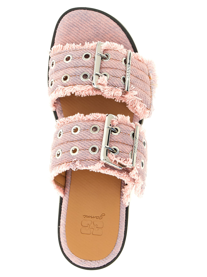 Ganni Multicolor Organic Cotton Slides for Women