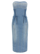 Robe midi en coton bleu Elisabetta Franchi