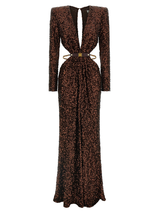 Robe longue Elisabetta Franchi en polyester marron