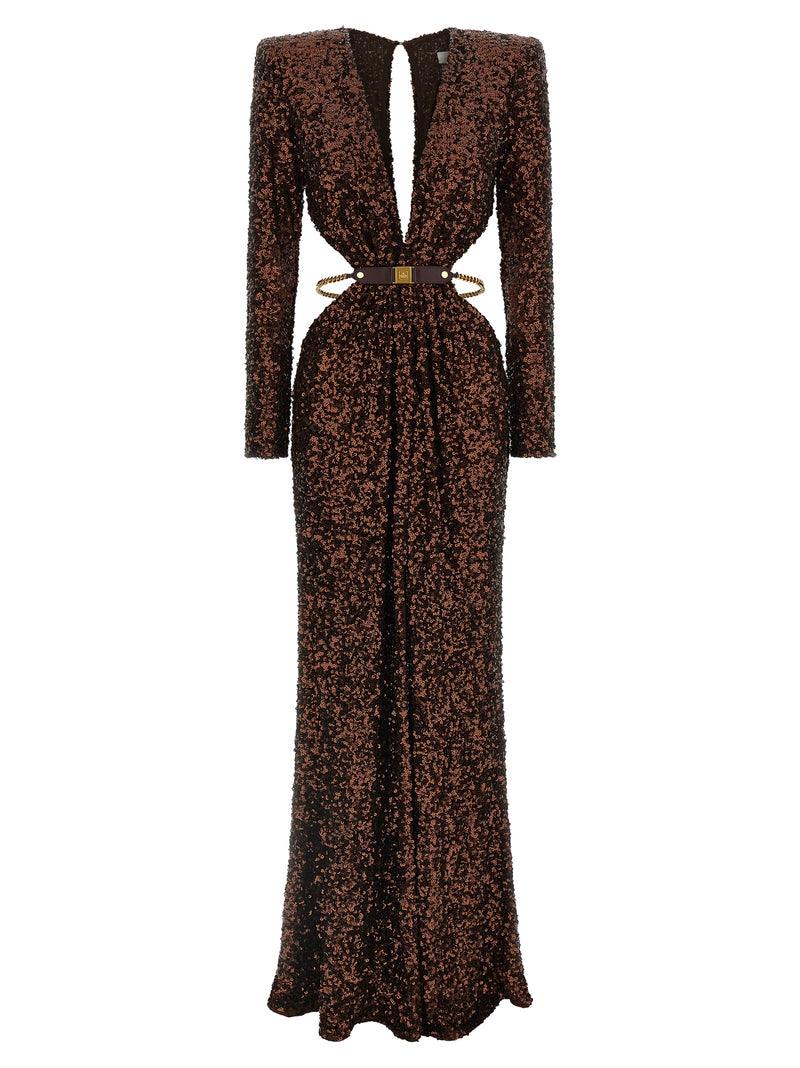 Elisabetta Franchi Brown Polyester Long Dress