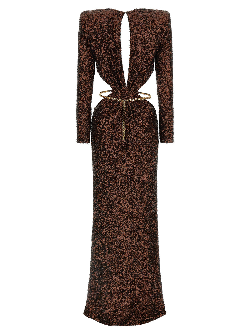 Elisabetta Franchi Brown Polyester Long Dress