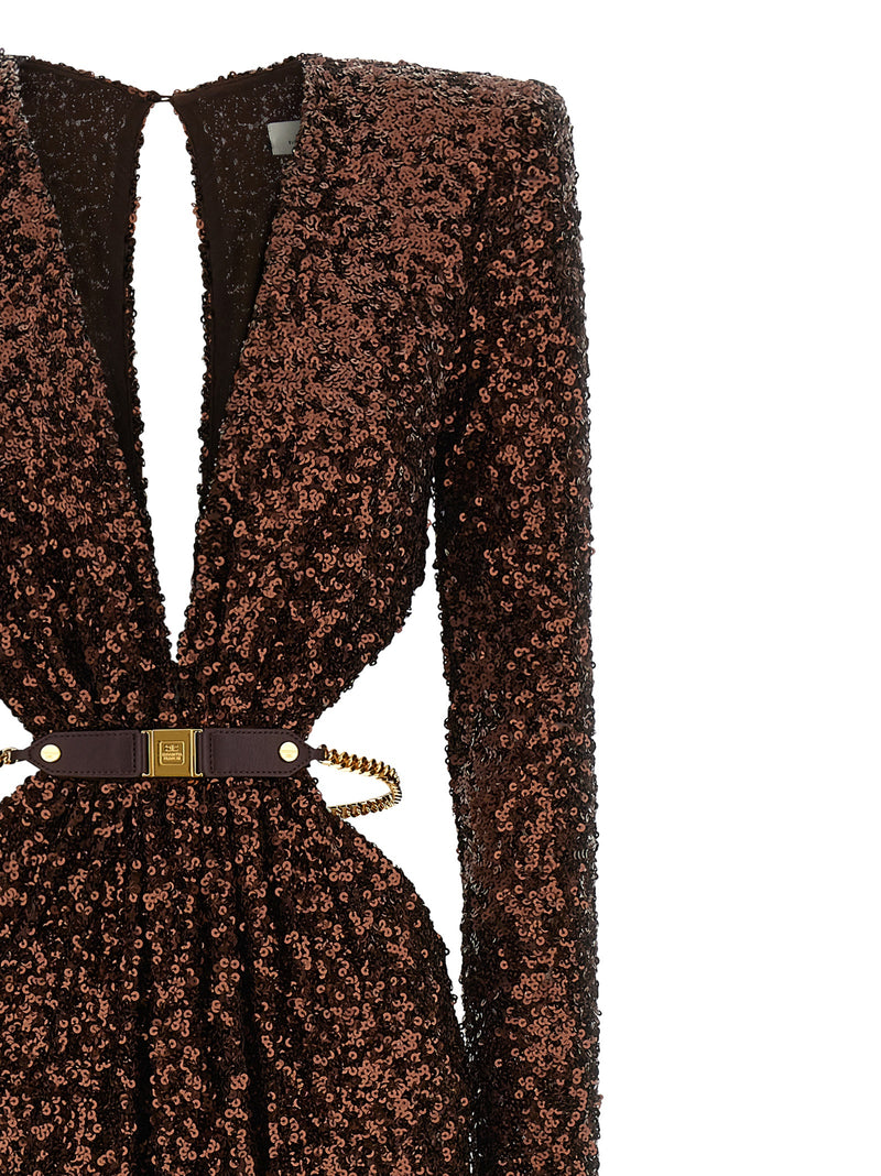 Elisabetta Franchi Brown Polyester Long Dress