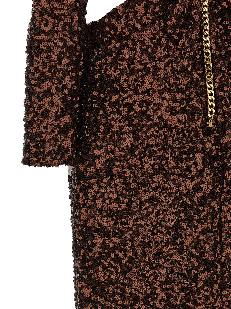 Elisabetta Franchi Brown Polyester Long Dress