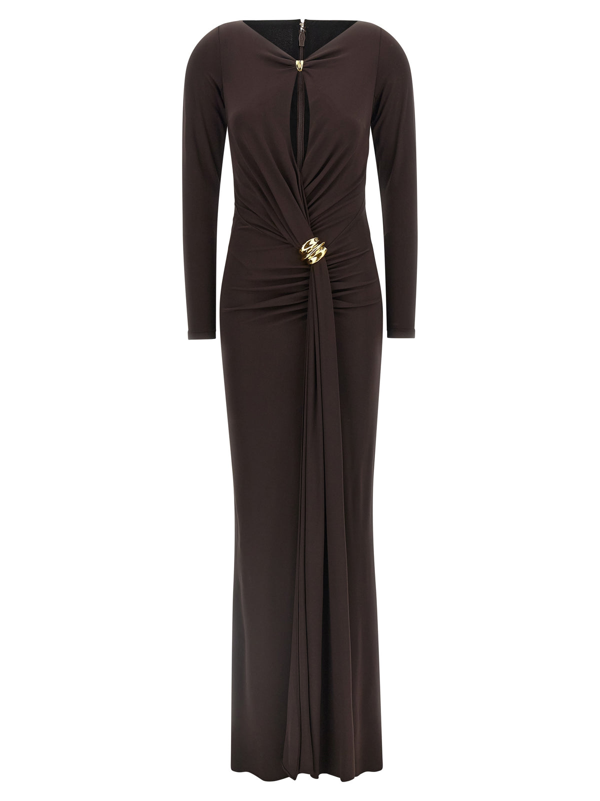 Robe Longue Elisabetta Franchi en Viscose Marron
