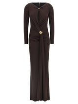 Robe Longue Elisabetta Franchi en Viscose Marron