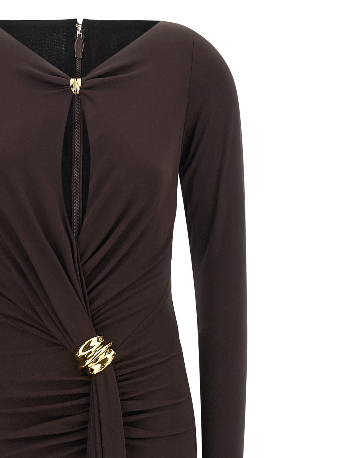 Robe Longue Elisabetta Franchi en Viscose Marron