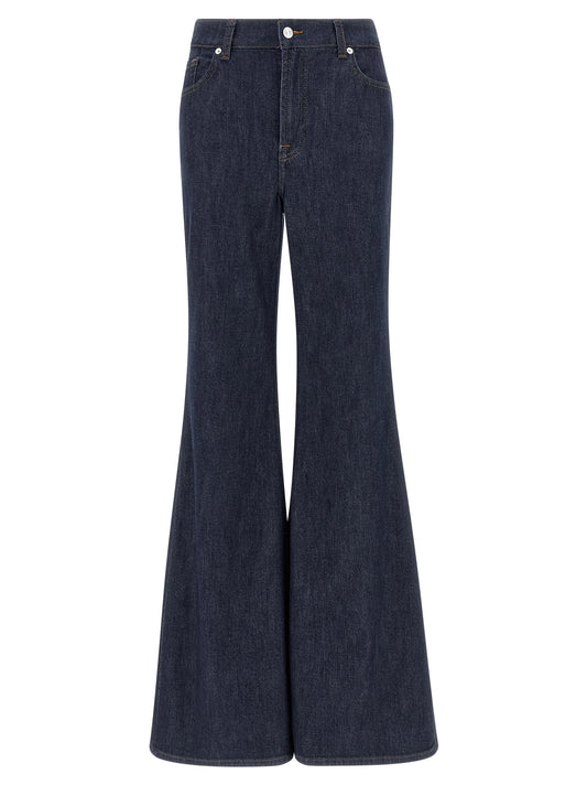 7 For All Mankind Blue Cotton Flared Jeans - Retro Flare Style