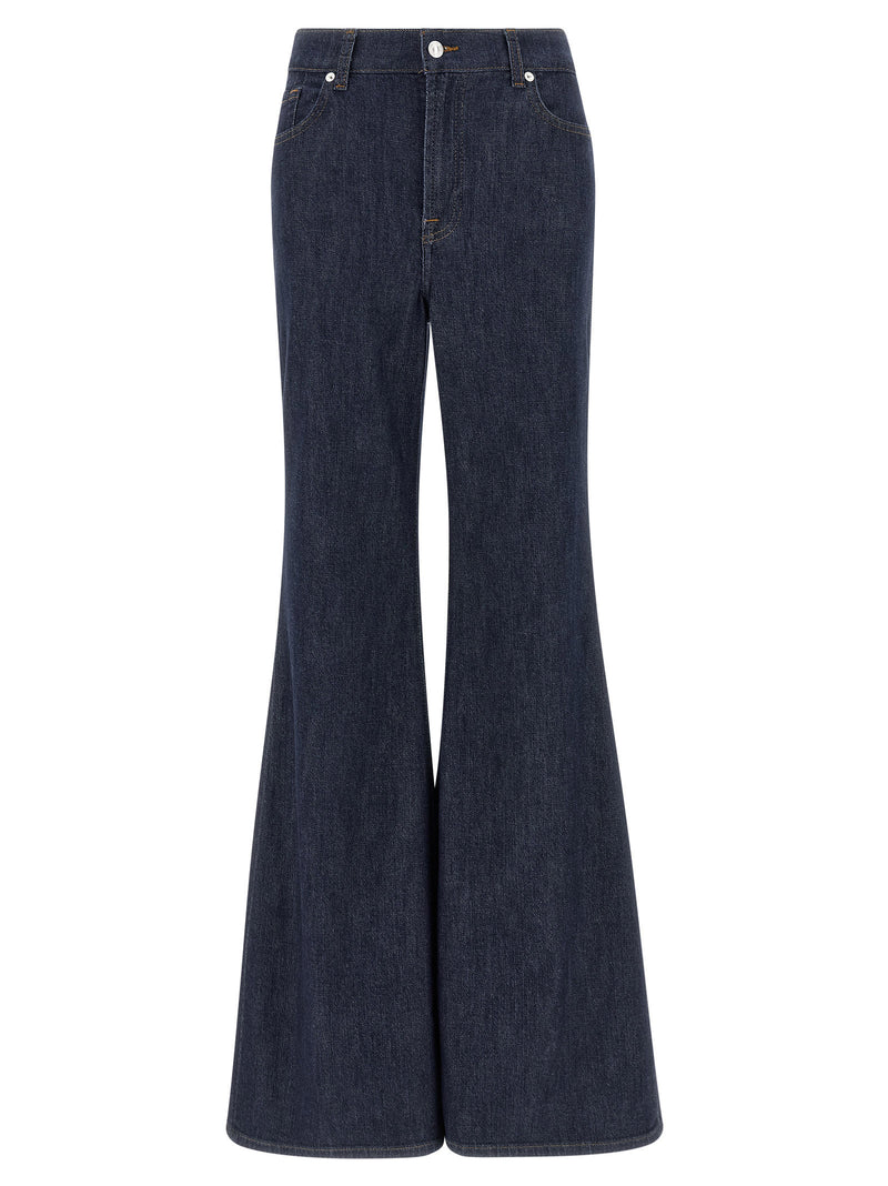 7 For All Mankind Blue Cotton Flared Jeans - Retro Flare Style
