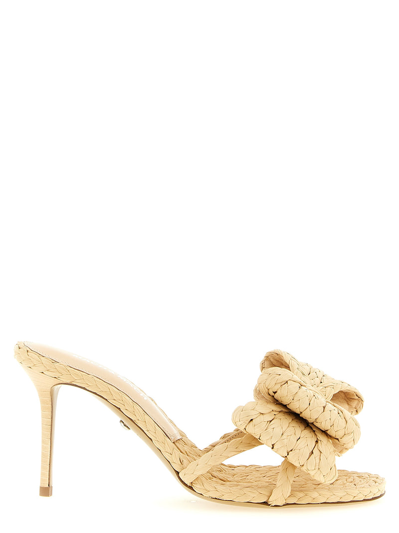 Sandales à talon aiguille en raphia beige MACH & MACH