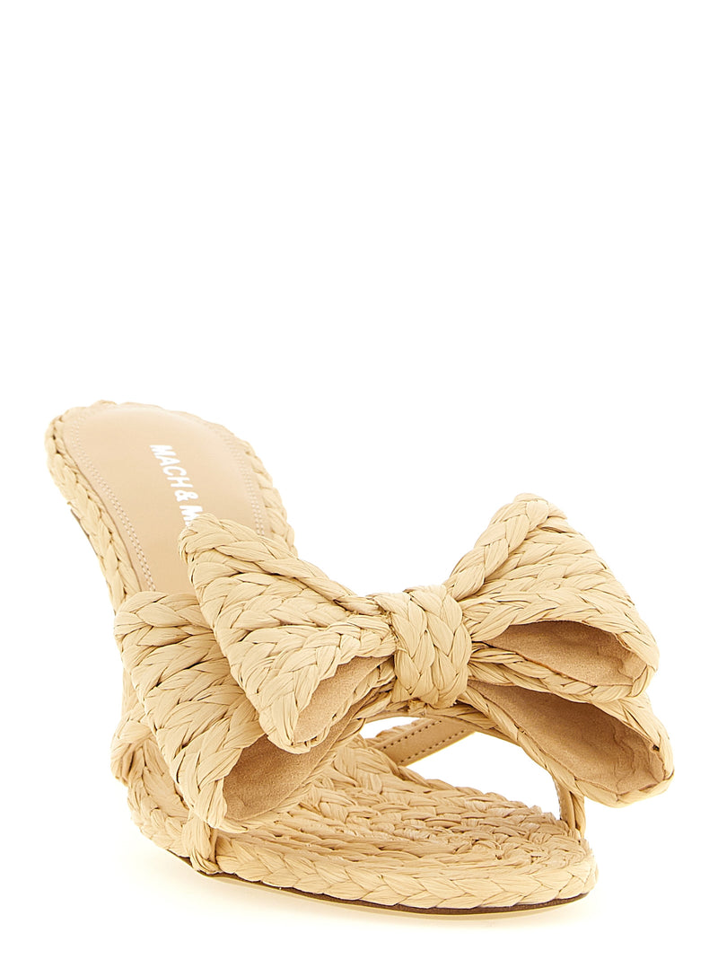 Sandales à talon aiguille en raphia beige MACH & MACH