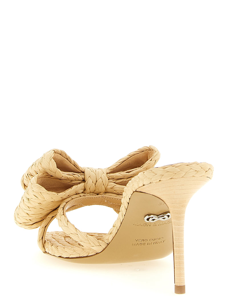 Sandales à talon aiguille en raphia beige MACH & MACH