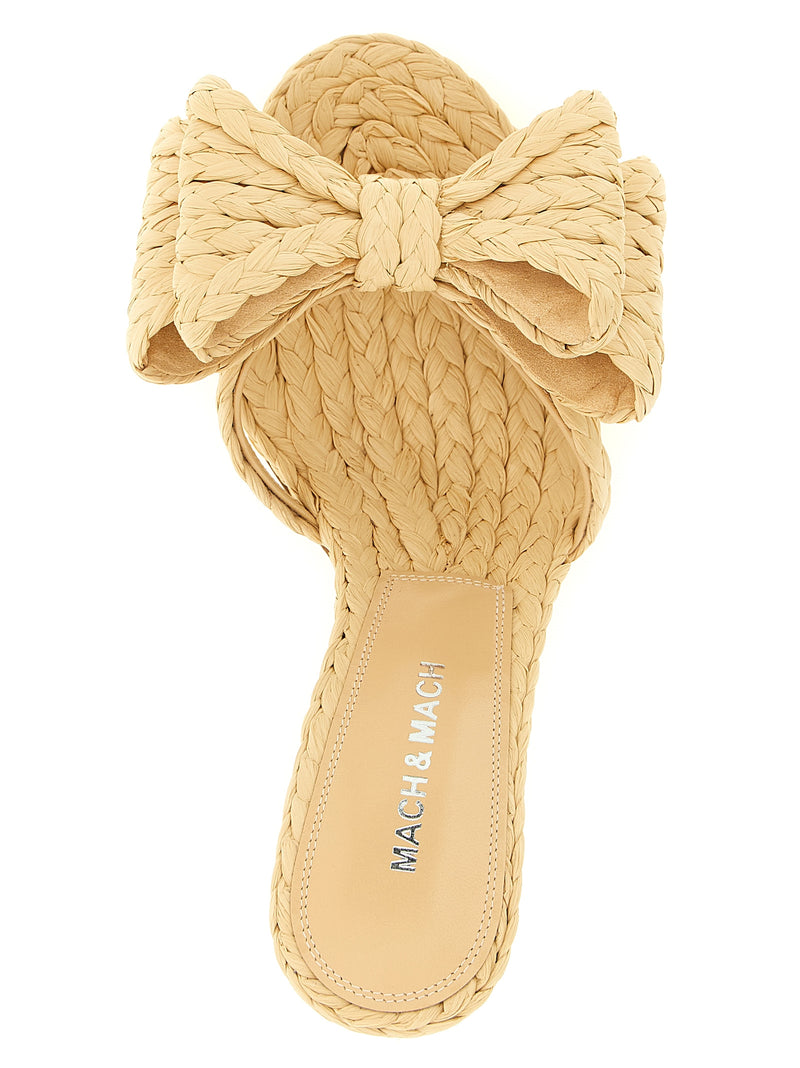 Sandales à talon aiguille en raphia beige MACH & MACH