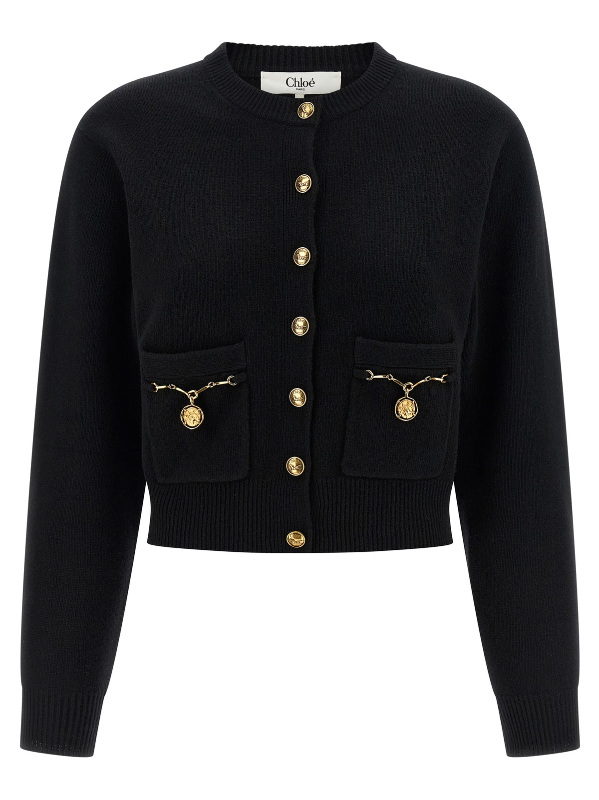 Chloé Black Merino Wool and Cashmere Cardigan