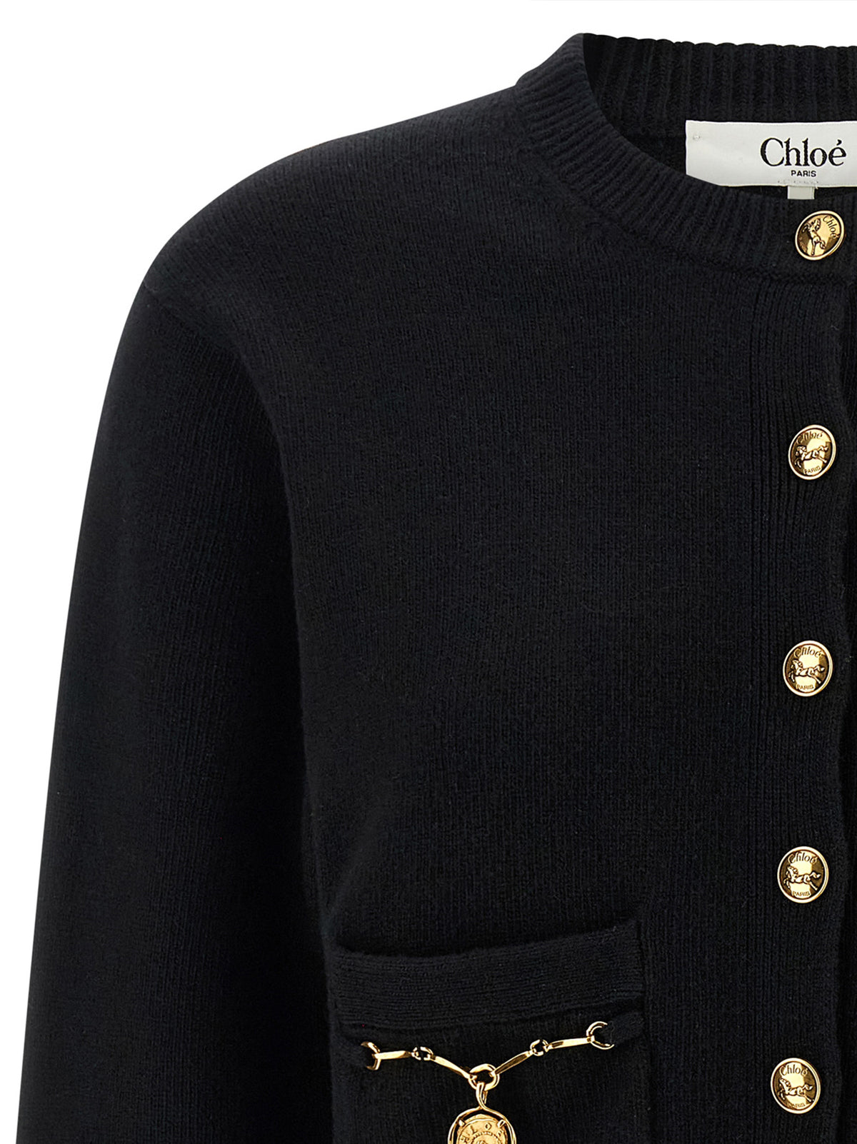 Chloé Black Merino Wool and Cashmere Cardigan