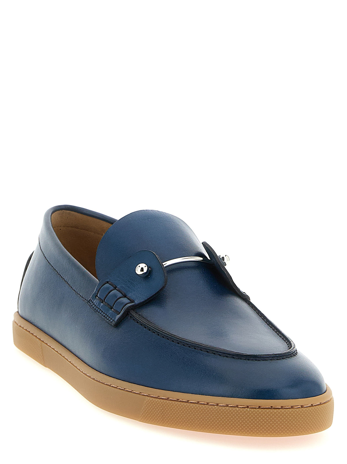 Mocassins à enfiler Christian Louboutin en cuir de veau bleu