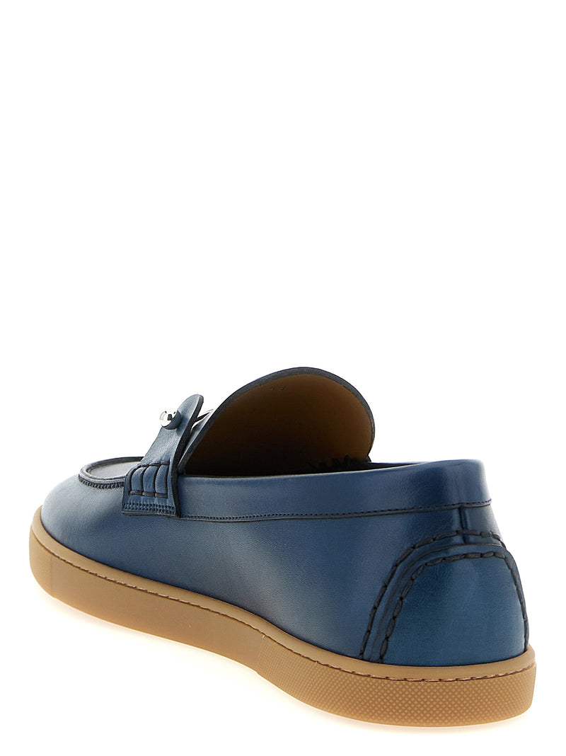 Mocassins à enfiler Christian Louboutin en cuir de veau bleu