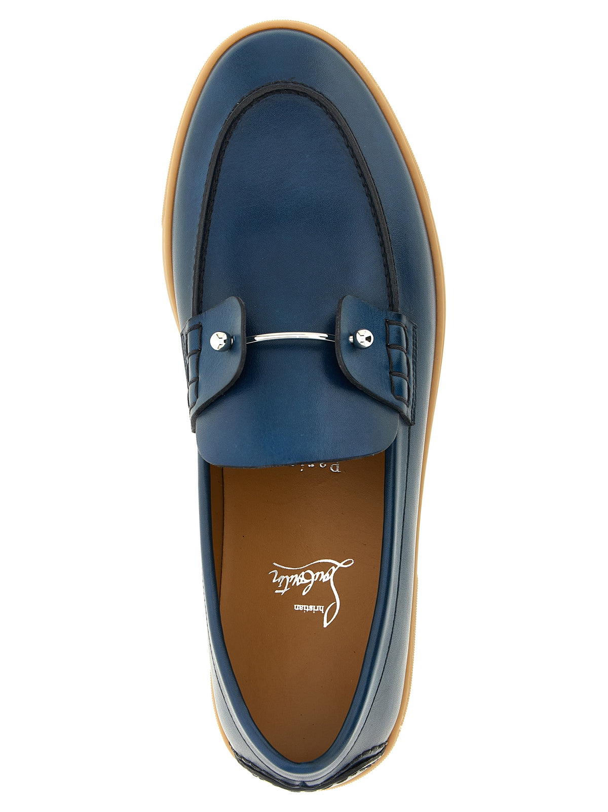 Mocassins à enfiler Christian Louboutin en cuir de veau bleu