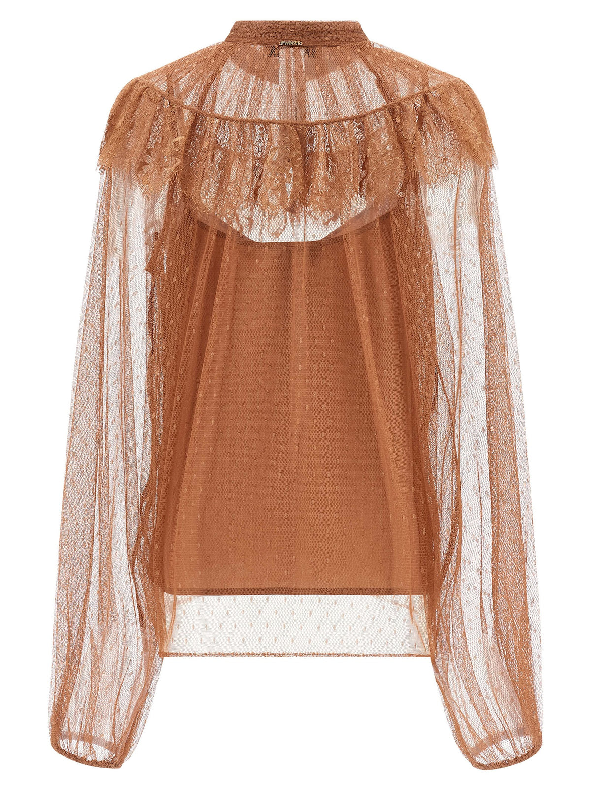 Twinset Brown Polyester Blouse - Elegant Semi-Transparent Design