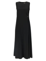 Robe longue en polyester noir Herno