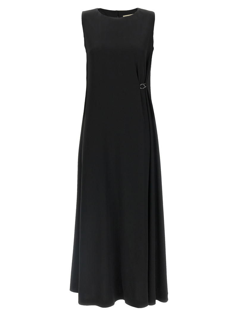 Robe longue en polyester noir Herno