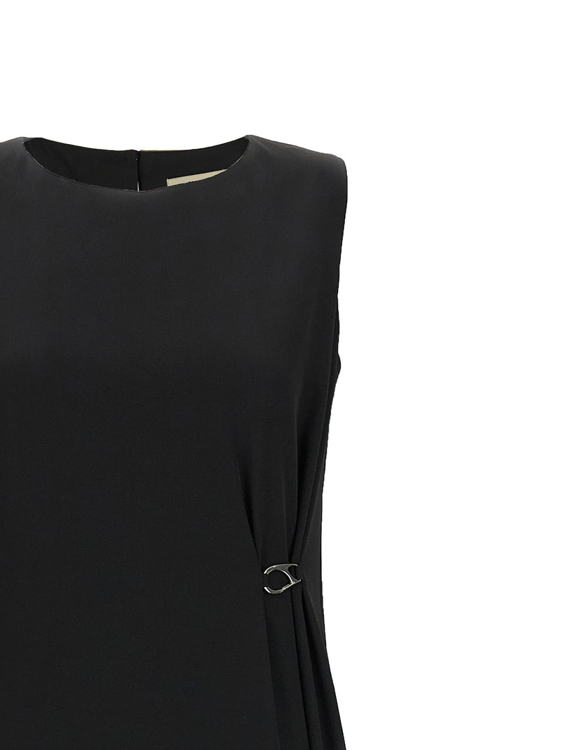 Robe longue en polyester noir Herno