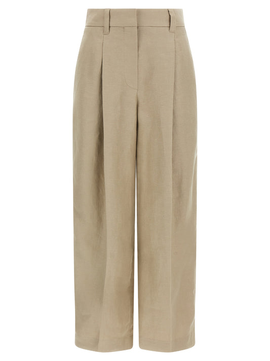 Brunello Cucinelli Pantalon décontracté en lin beige