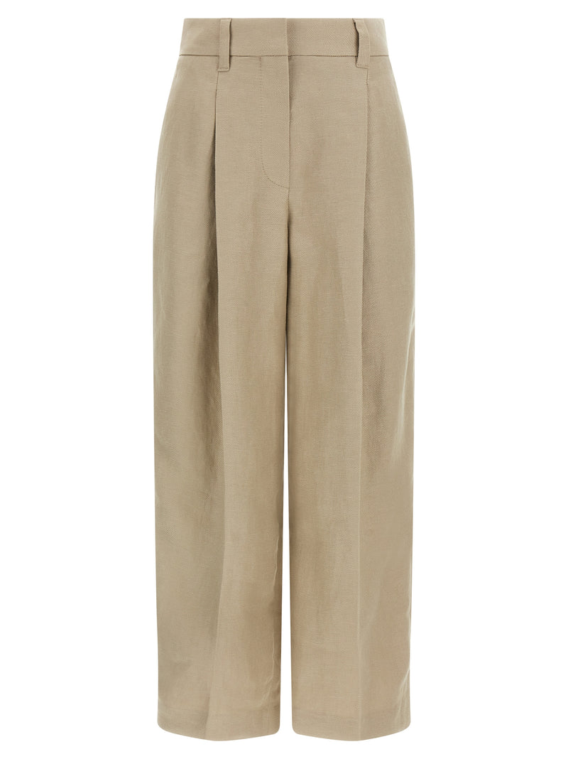 Brunello Cucinelli Pantalon décontracté en lin beige
