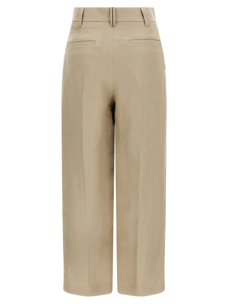 Brunello Cucinelli Pantalon décontracté en lin beige