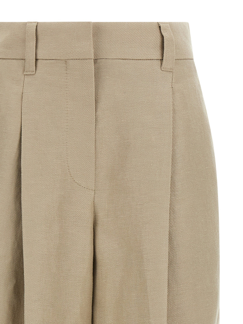 Brunello Cucinelli Pantalon décontracté en lin beige