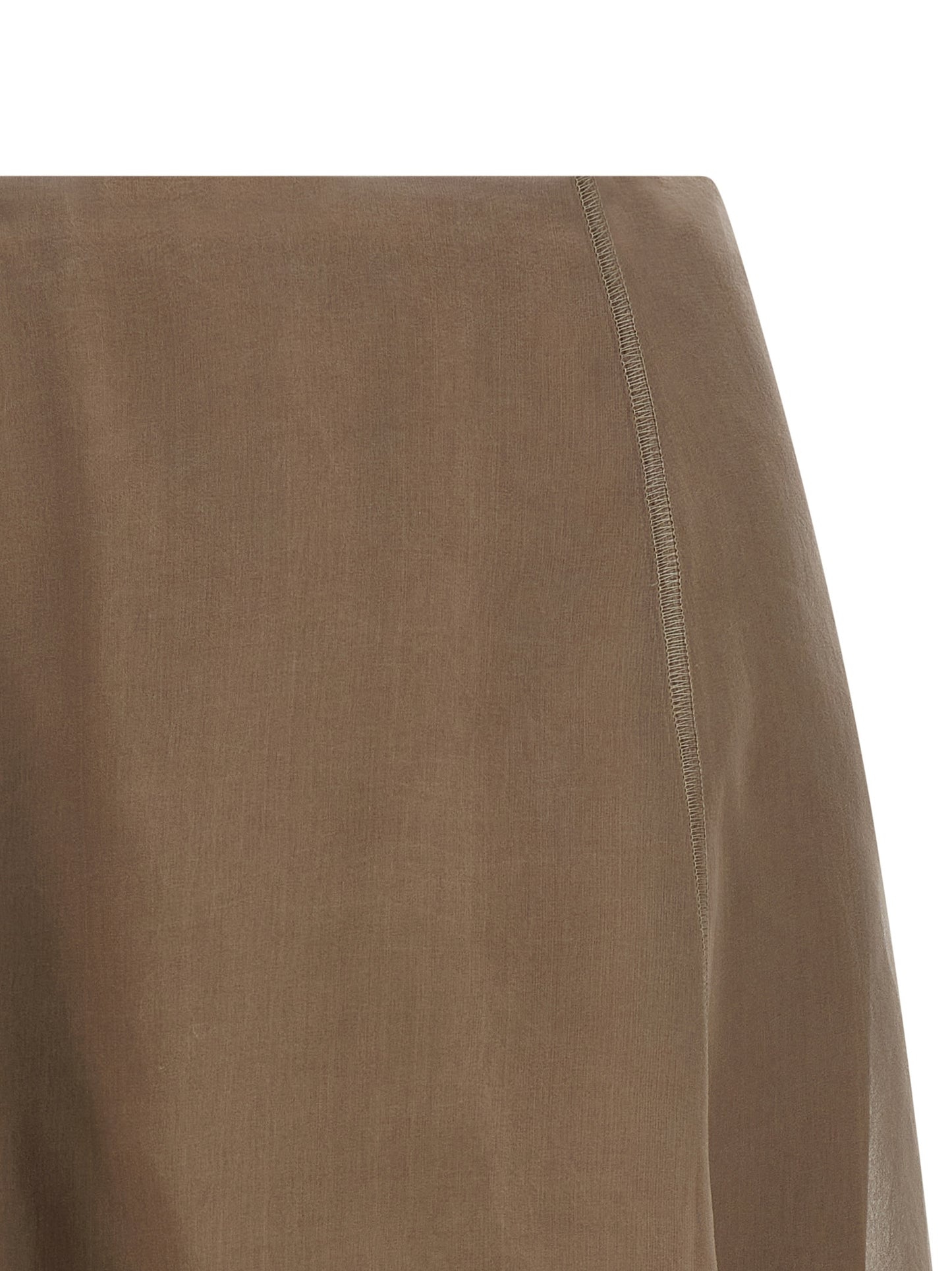 Jupe mi-longue en soie beige Brunello Cucinelli