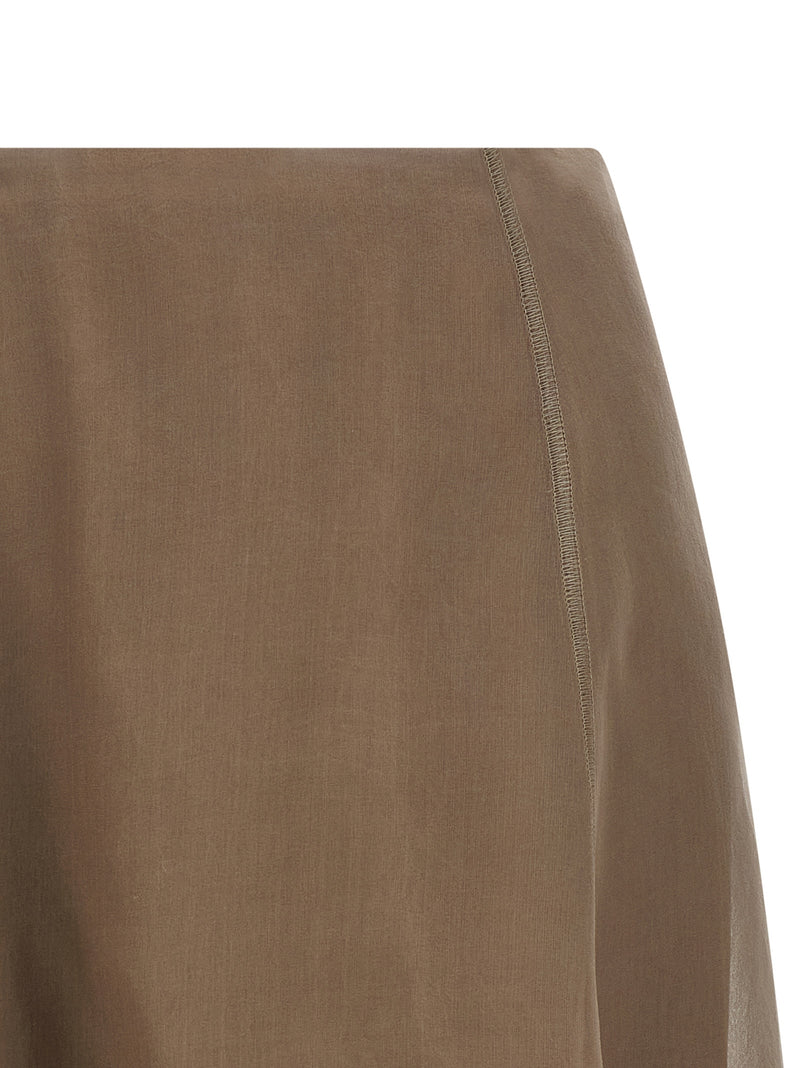 Jupe mi-longue en soie beige Brunello Cucinelli