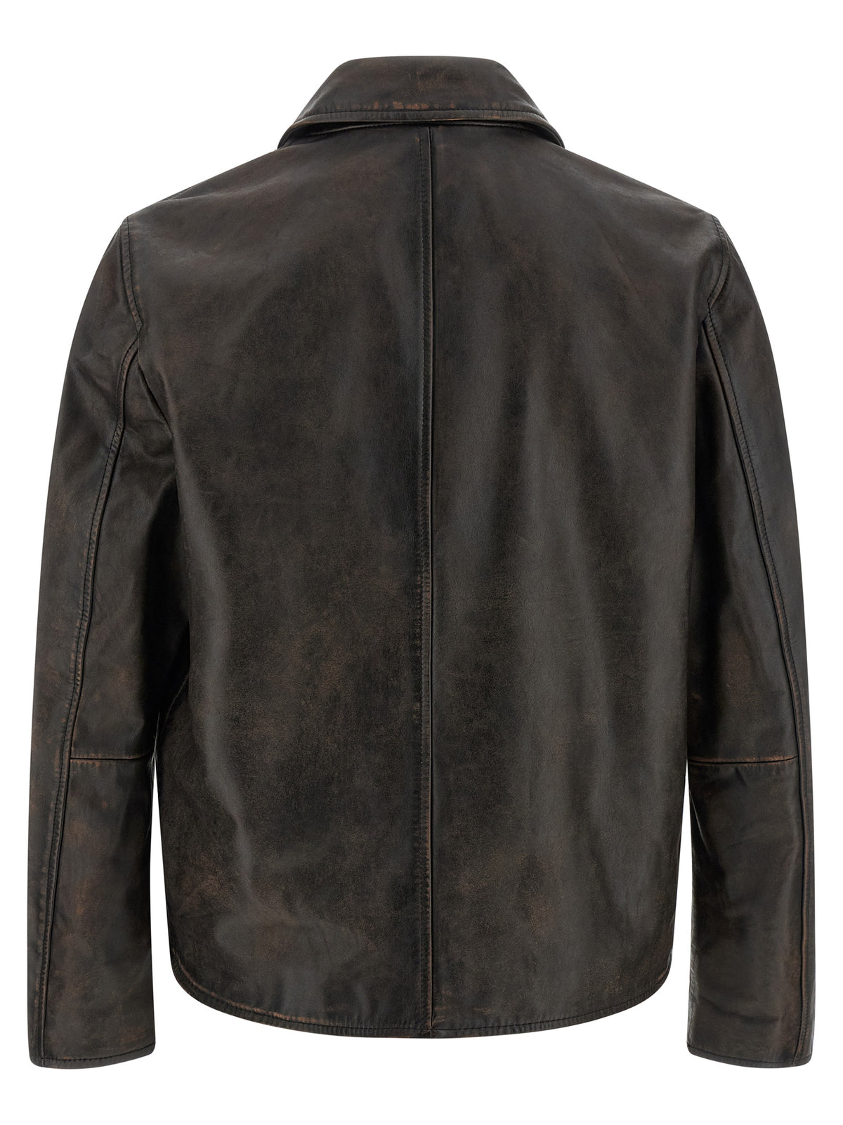 Blouson en cuir de vachette marron Diesel