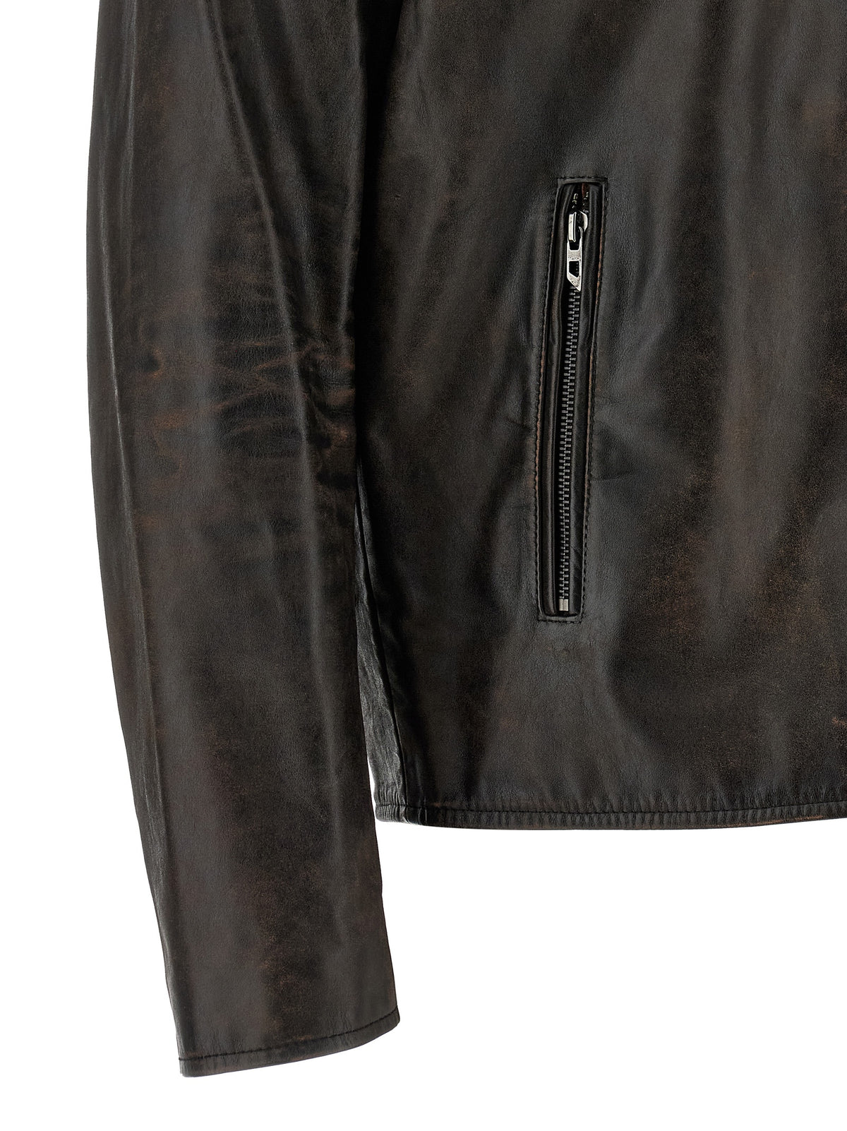 Blouson en cuir de vachette marron Diesel