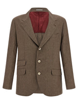 Blazer Brunello Cucinelli en lin marron