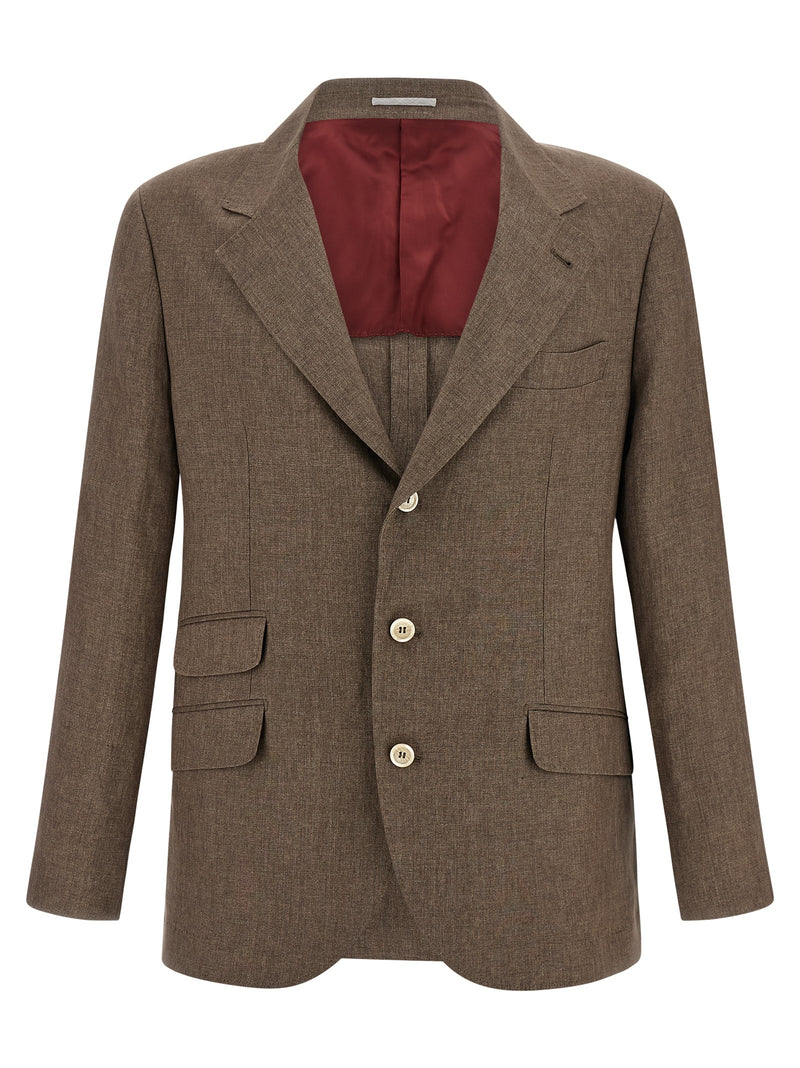 Blazer Brunello Cucinelli en lin marron