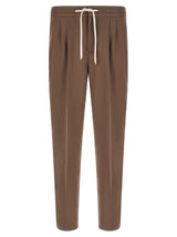 Pantalon décontracté en lin marron Brunello Cucinelli