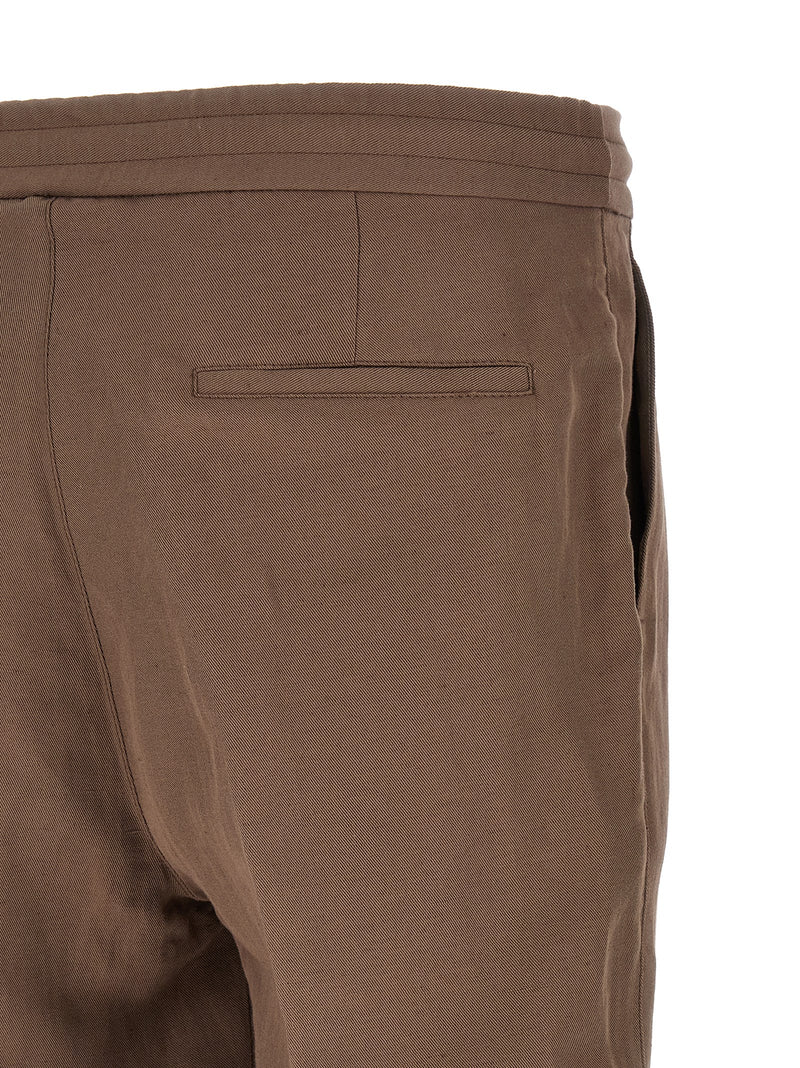 Pantalon décontracté en lin marron Brunello Cucinelli