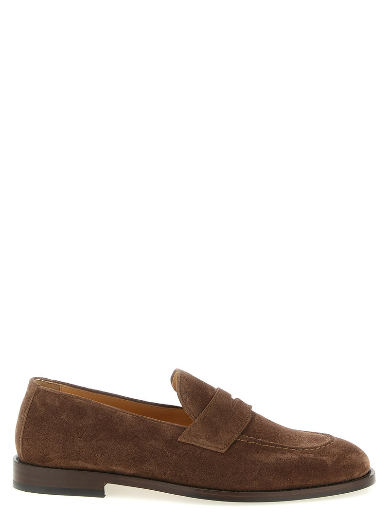 Mocassins à enfiler Brunello Cucinelli en cuir de veau marron