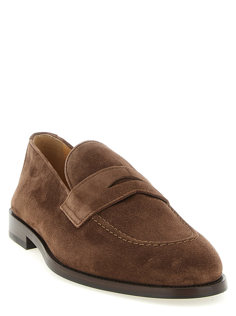 Mocassins à enfiler Brunello Cucinelli en cuir de veau marron