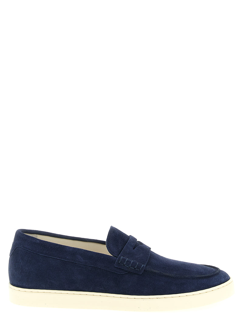 Mocassins à enfiler en cuir de veau bleu Brunello Cucinelli