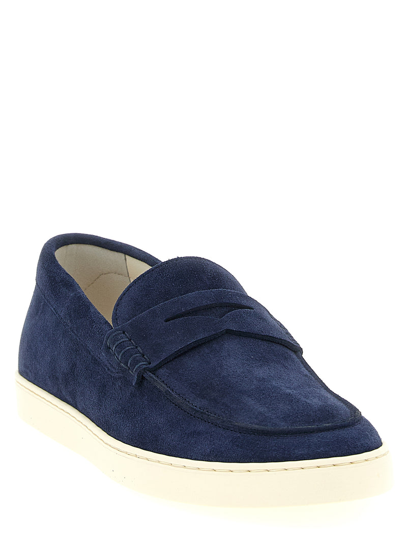 Mocassins à enfiler en cuir de veau bleu Brunello Cucinelli