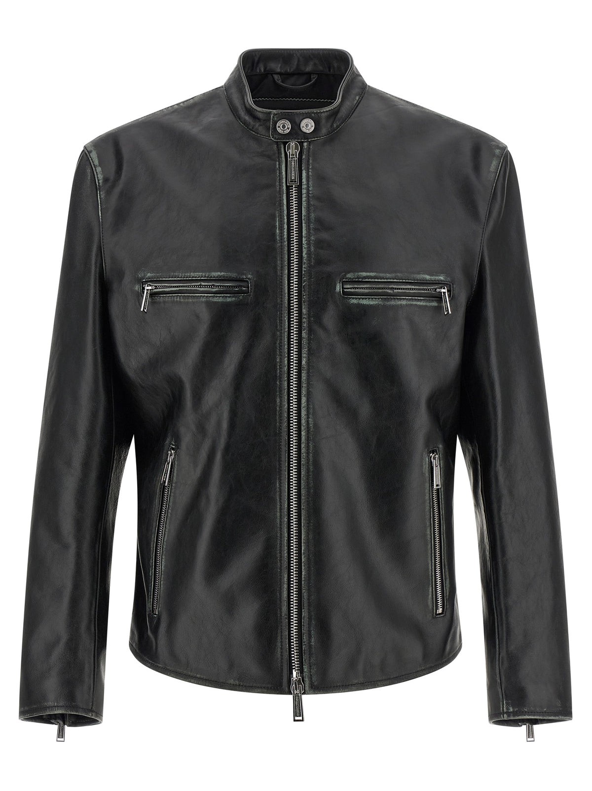 Blouson en cuir noir Dsquared²