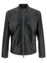 Blouson en cuir noir Dsquared²
