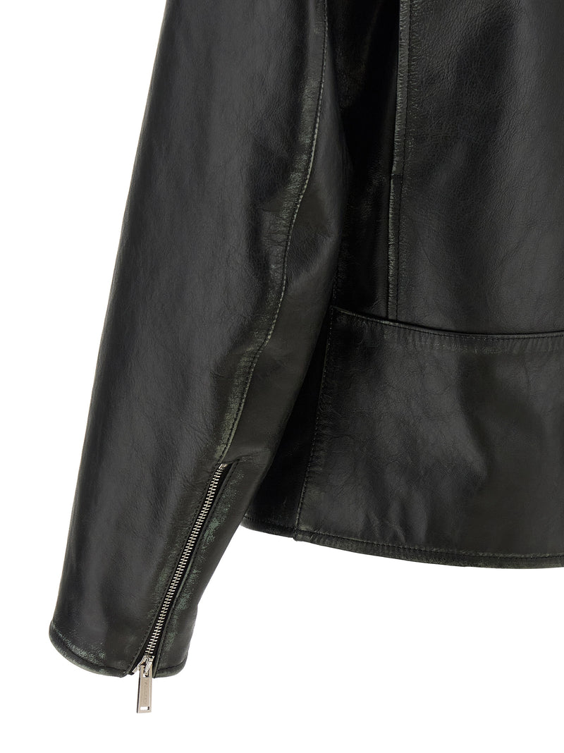 Dsquared² Black Leather Leather Jacket