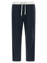Pantalon de jogging en coton bleu Brunello Cucinelli (pantalon de sport)