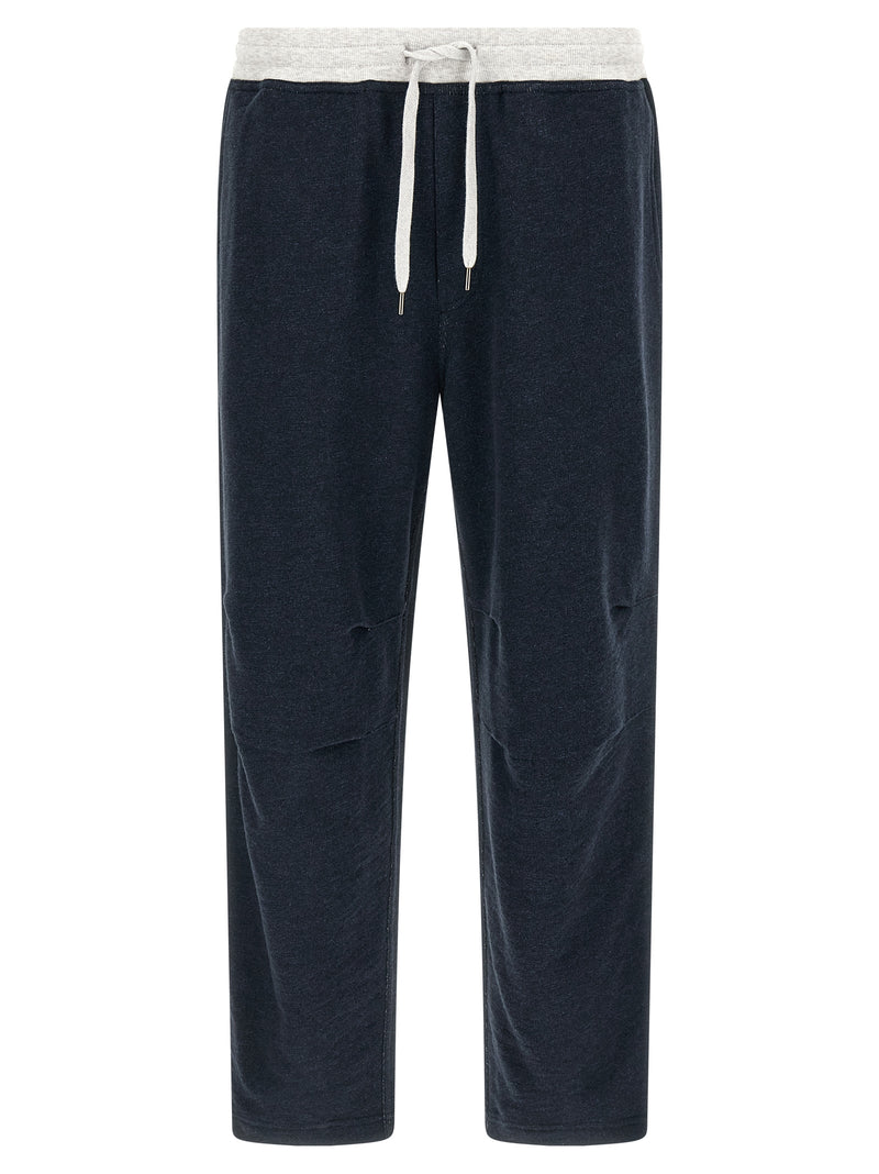 Pantalon de jogging en coton bleu Brunello Cucinelli (pantalon de sport)