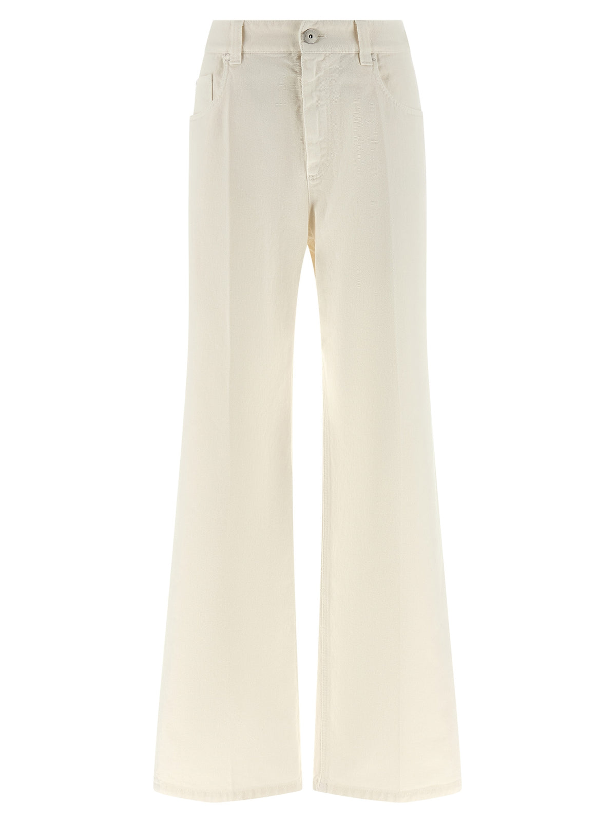 Brunello Cucinelli White Cotton Relaxed Fit Jeans